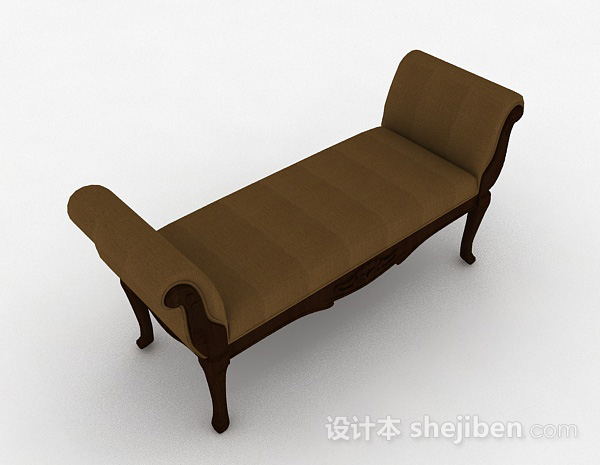欧式棕色沙发长凳3d模型下载