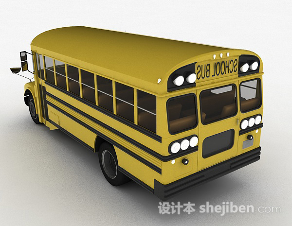设计本黄色巴士校车3d模型下载