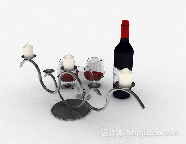 现代风格红酒展示3d模型下载
