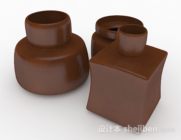 设计本现代风格棕色瓷器瓶3d模型下载
