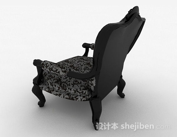 设计本欧式黑色单人沙发3d模型下载