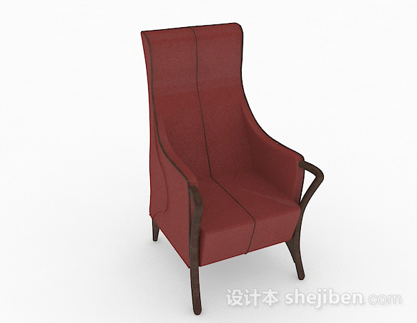 红色单人沙发3d模型下载