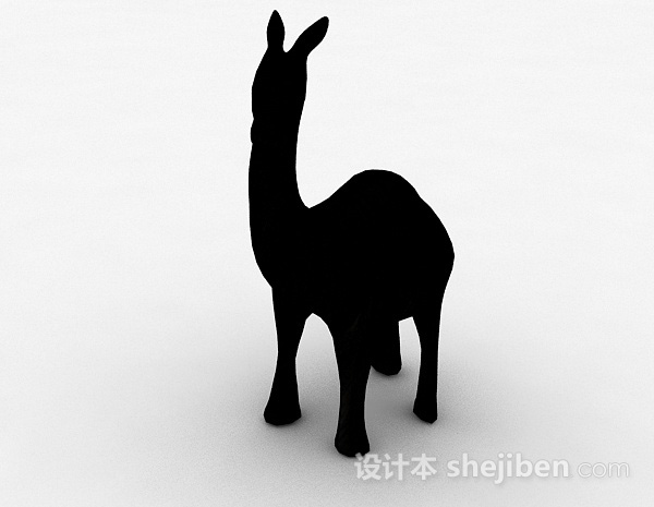 黑色羊驼雕刻品摆件3d模型下载