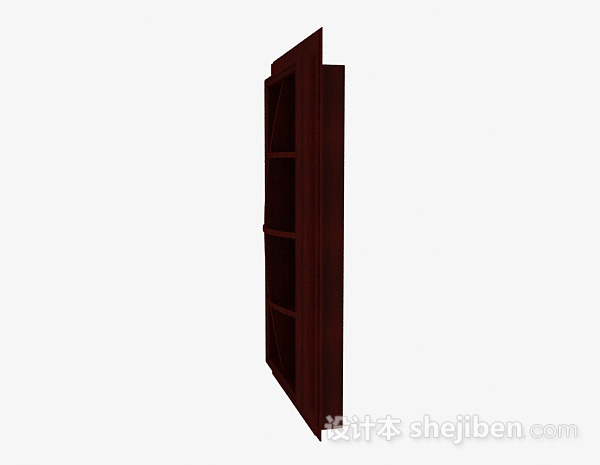 免费棕红色八格木质展示柜3d模型下载