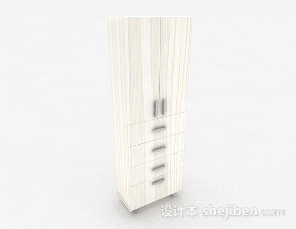现代风格白色木质衣柜3d模型下载