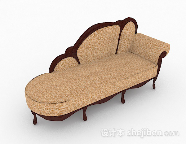 棕色木质家居多人沙发3d模型下载