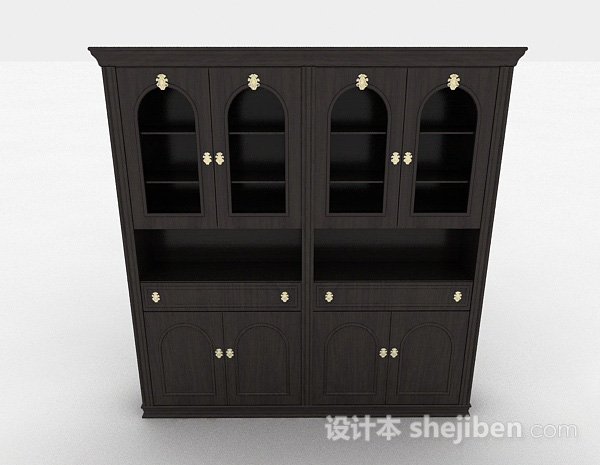 现代风格黑色木质家居柜子3d模型下载