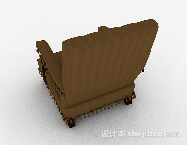 设计本欧式棕色布艺家居椅3d模型下载