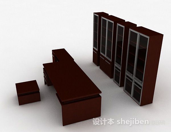 免费棕色木质组合家居柜3d模型下载