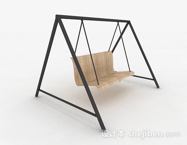 免费现代风浅木色室外吊椅3d模型下载