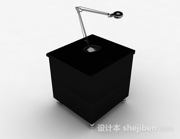 设计本黑白床头柜3d模型下载