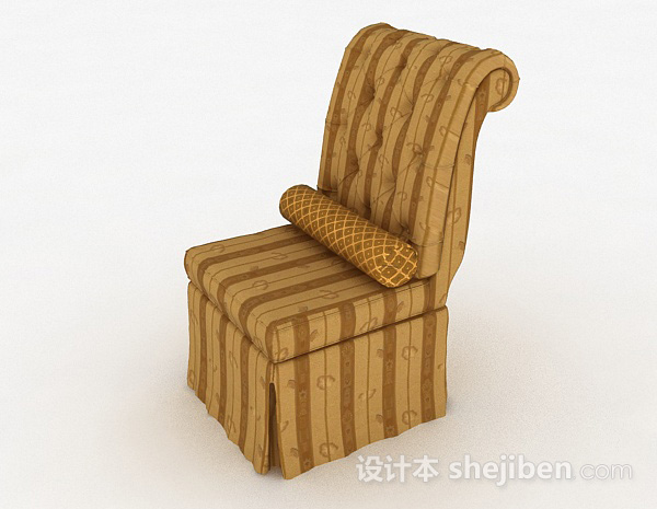条纹黄色单人沙发3d模型下载