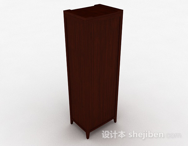 设计本棕色木质单门衣柜3d模型下载