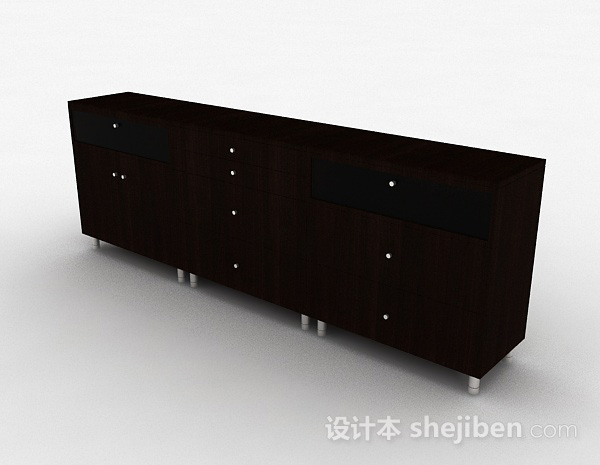 现代风格深棕色木质储物柜3d模型下载