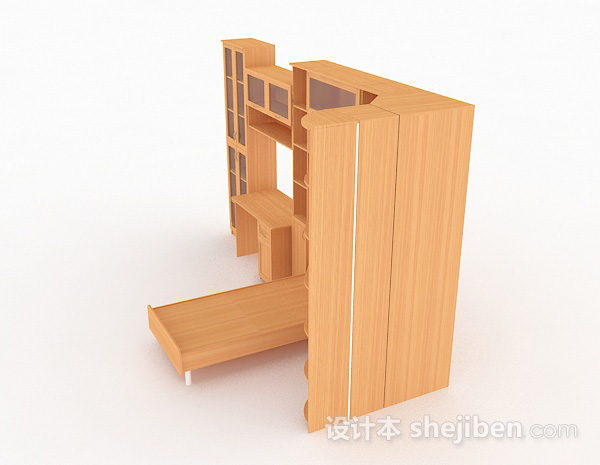 设计本黄色家居木质墙柜3d模型下载