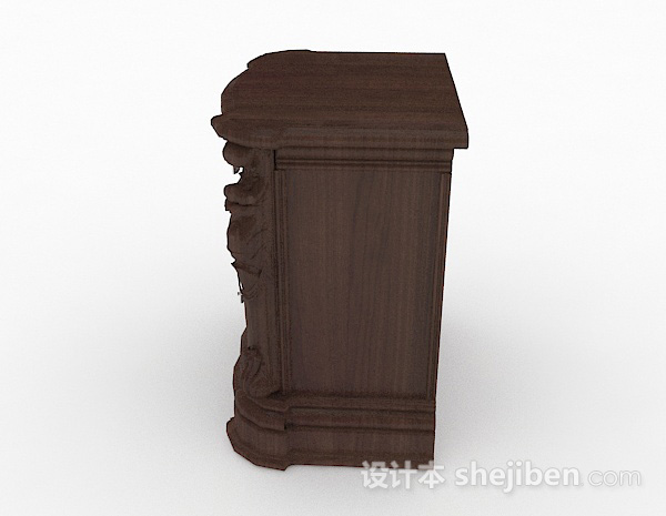 免费棕色木质床头柜3d模型下载