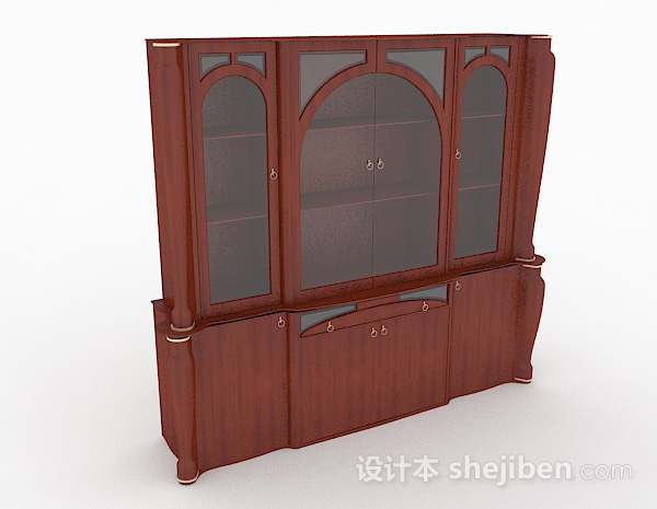木质家居书柜3d模型下载