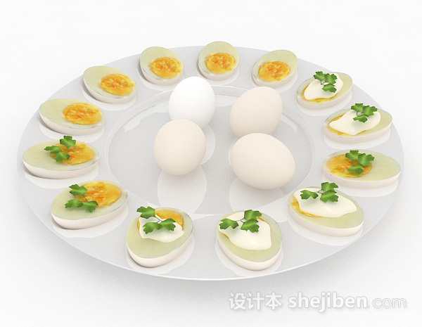 设计本熟鸡蛋拼盘3d模型下载