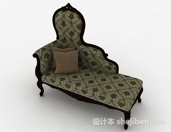 欧式布艺单人沙发3d模型下载