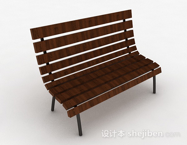 棕色公园椅3d模型下载