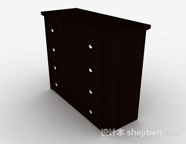 现代风格棕色木质家居厅柜3d模型下载
