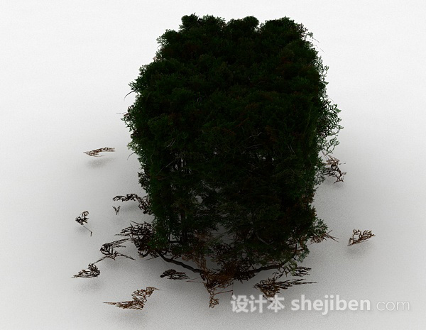 免费墨绿色景观植物3d模型下载