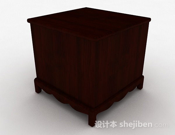 设计本现代风格棕色三层床头柜3d模型下载