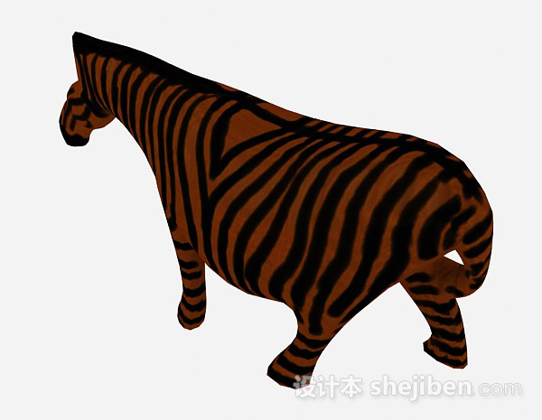 现代风格棕色斑马雕刻品摆件3d模型下载