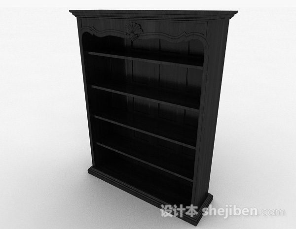 欧式风格欧式黑色书柜3d模型下载
