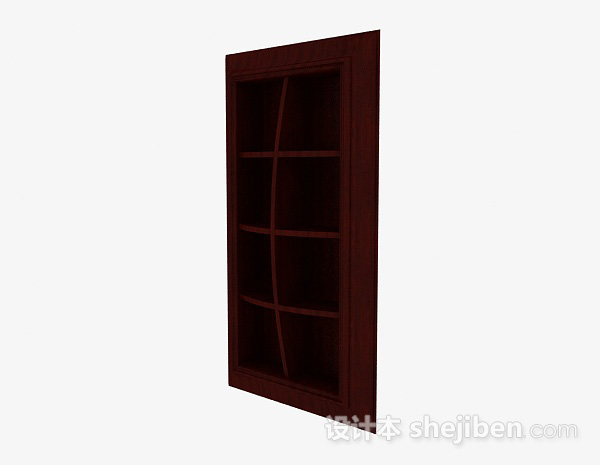 现代风格棕红色八格木质展示柜3d模型下载