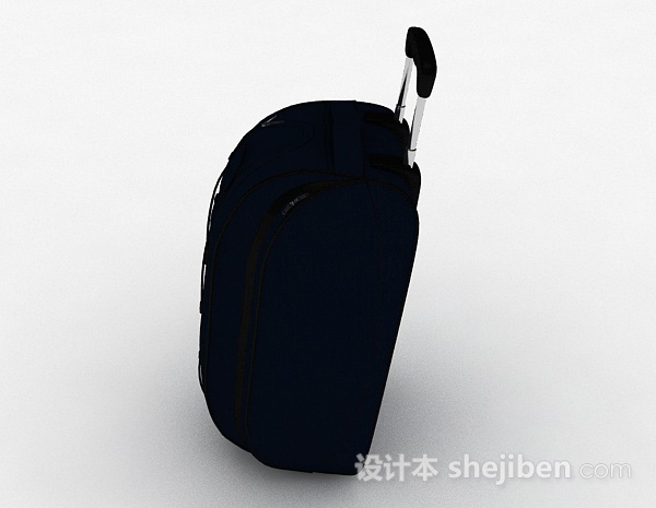 免费深蓝色行李箱3d模型下载