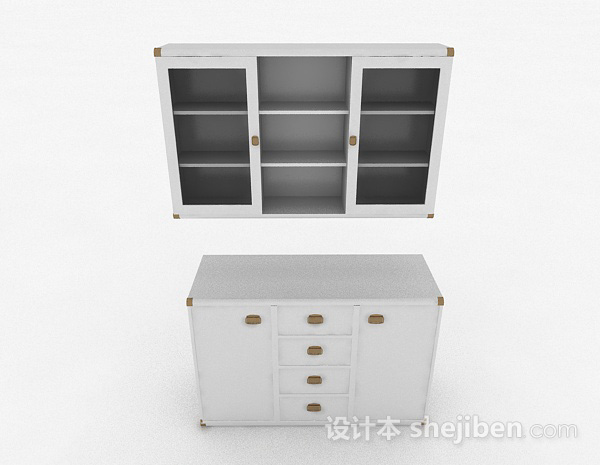 现代风格白色家居储物柜3d模型下载