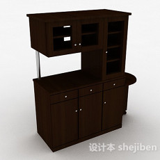 棕色木质客厅展示柜3d模型下载