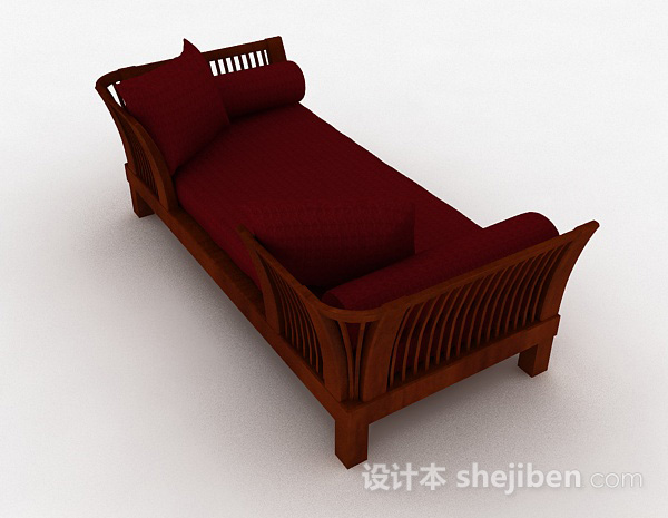 中式风格中式红色双人沙发3d模型下载