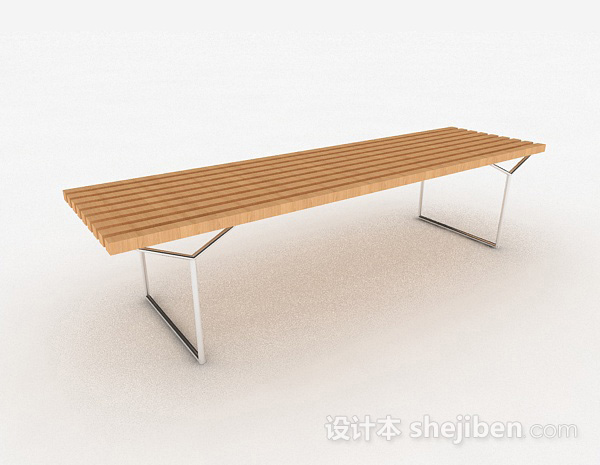 免费现代风浅木色多人凳子3d模型下载