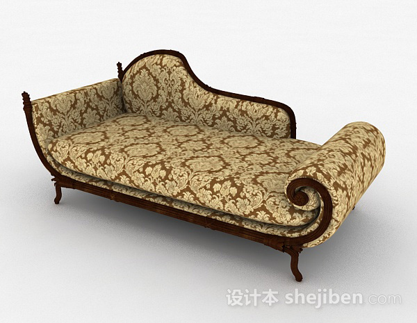 欧式黄色双人沙发3d模型下载