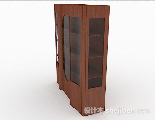 设计本棕色木质书柜3d模型下载