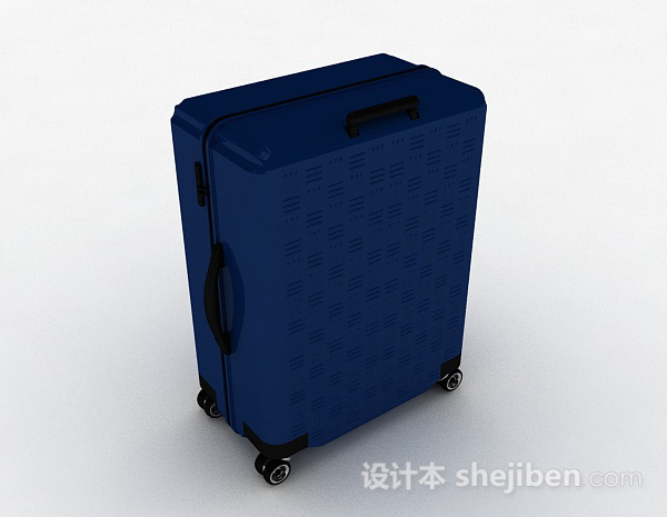 蓝色行李箱3d模型下载