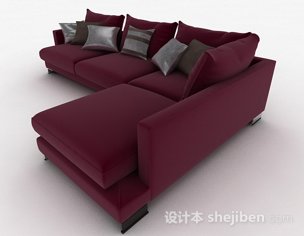 免费红色多人沙发3d模型下载