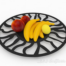 黑色圆形镂空花纹水果容器3d模型下载