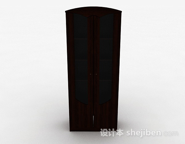现代风格棕色木质双门多层展示柜3d模型下载
