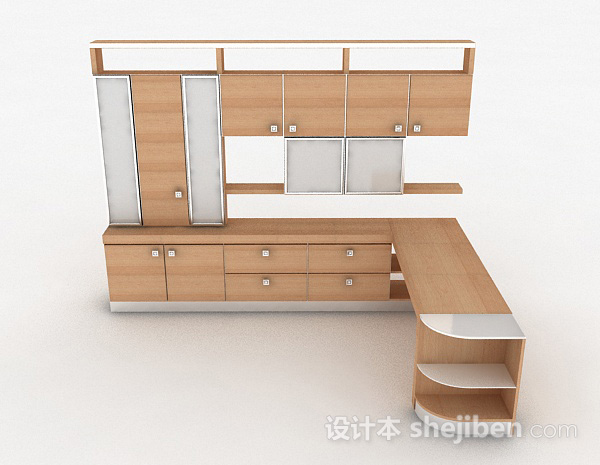现代风格家居木质墙柜3d模型下载