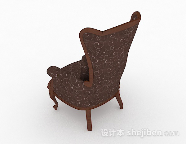 设计本欧式棕色单人沙发3d模型下载