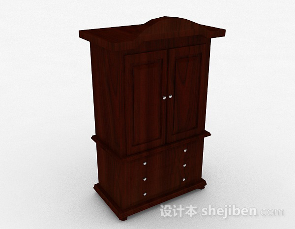 棕色木质双层柜3d模型下载