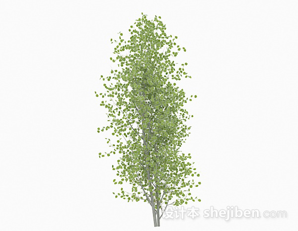 现代风格椭圆形小树叶树木3d模型下载