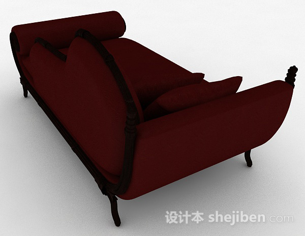 设计本欧式红色沙发躺椅3d模型下载