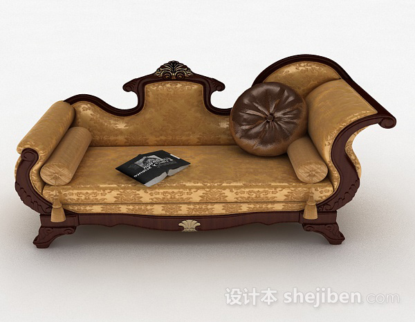 欧式风格欧式黄色单人沙发3d模型下载