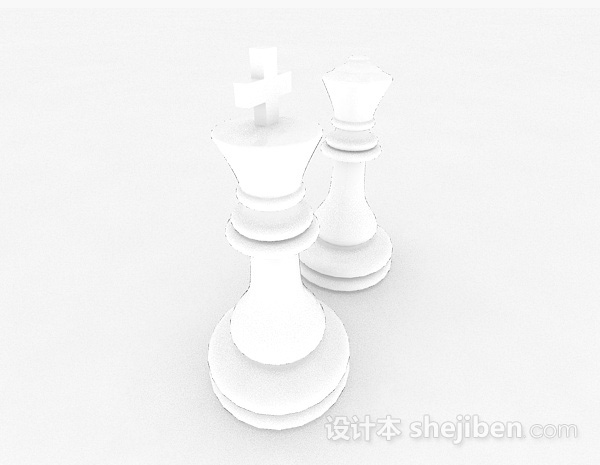 免费白色象棋棋子3d模型下载