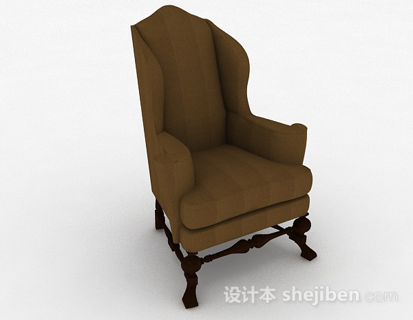 欧式棕色布艺家居椅3d模型下载