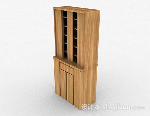 现代风格浅木色木质双门展示柜3d模型下载